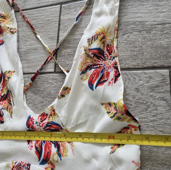 Free People Thought I Was Dreamin Plunging V-Neck Floral Mini Dress XS Babydoll - Picture 9 of 11
